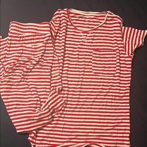Red and White Striped Pajama Set